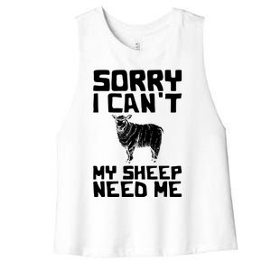 Funny Sheepp Design For Farmers And Sheepp Lovers Women's Racerback Cropped Tank