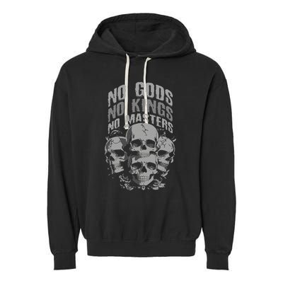 Funny Skull Design No Gods No Kings No Garment-Dyed Fleece Hoodie