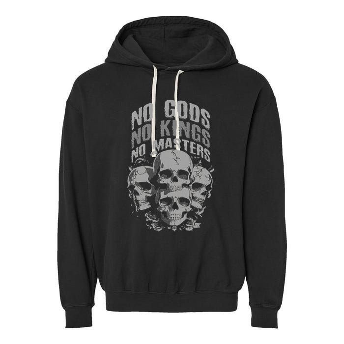 Funny Skull Design No Gods No Kings No Garment-Dyed Fleece Hoodie