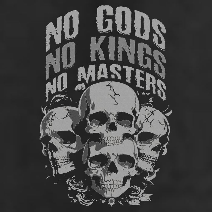 Funny Skull Design No Gods No Kings No 7 Panel Mesh Trucker Snapback Hat
