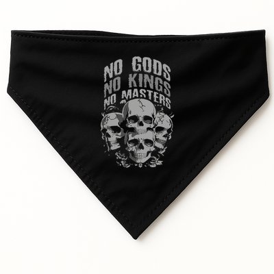 Funny Skull Design No Gods No Kings No USA-Made Doggie Bandana