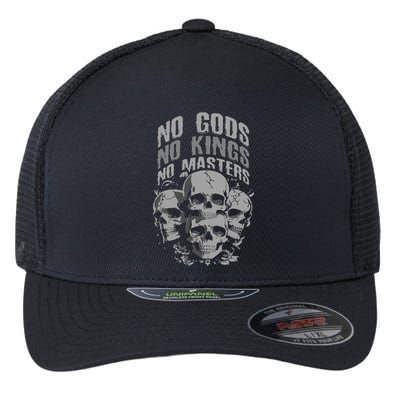 Funny Skull Design No Gods No Kings No Flexfit Unipanel Trucker Cap