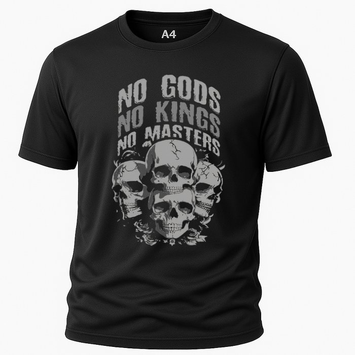 Funny Skull Design No Gods No Kings No Performance Shirt