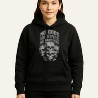 Funny Skull Design No Gods No Kings No Hoodie
