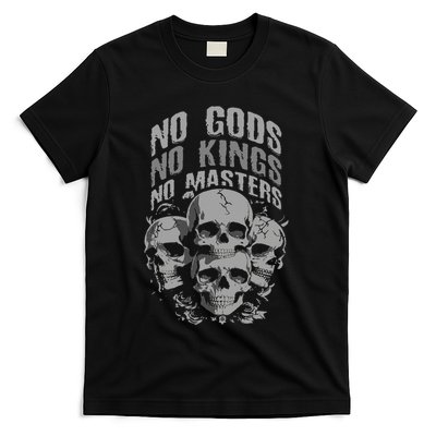 Funny Skull Design No Gods No Kings No T-Shirt
