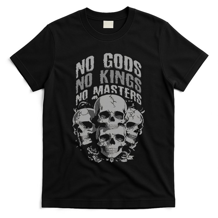 Funny Skull Design No Gods No Kings No T-Shirt
