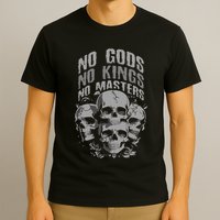 Funny Skull Design No Gods No Kings No T-Shirt