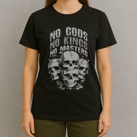 Funny Skull Design No Gods No Kings No T-Shirt