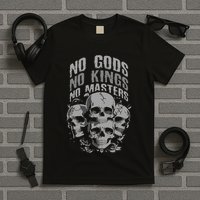 Funny Skull Design No Gods No Kings No T-Shirt