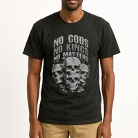 Funny Skull Design No Gods No Kings No Tall T-Shirt