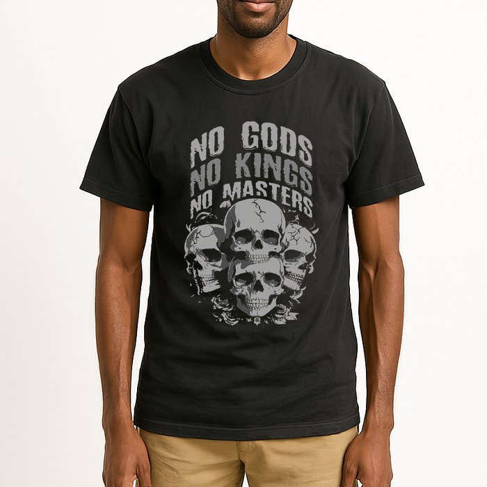 Funny Skull Design No Gods No Kings No Tall T-Shirt