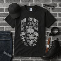 Funny Skull Design No Gods No Kings No Tall T-Shirt