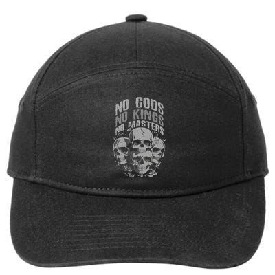 Funny Skull Design No Gods No Kings No 7-Panel Snapback Hat