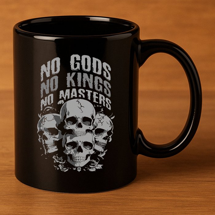 Funny Skull Design No Gods No Kings No 11oz C Handle Ceramic Mug