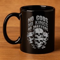Funny Skull Design No Gods No Kings No 11oz C Handle Ceramic Mug