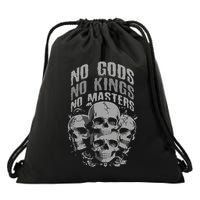 Funny Skull Design No Gods No Kings No Drawstring Bag