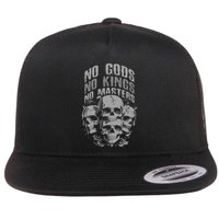 Funny Skull Design No Gods No Kings No Flatbill Hat