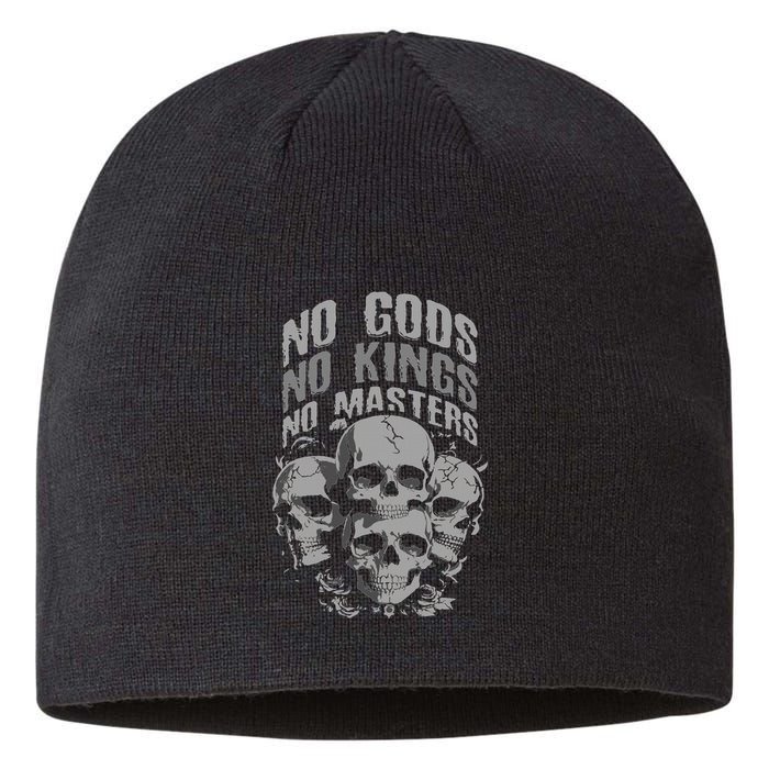 Funny Skull Design No Gods No Kings No Sustainable Beanie