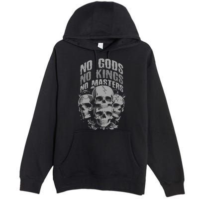 Funny Skull Design No Gods No Kings No Premium Pullover Hoodie