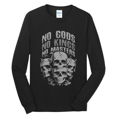 Funny Skull Design No Gods No Kings No Tall Long Sleeve T-Shirt