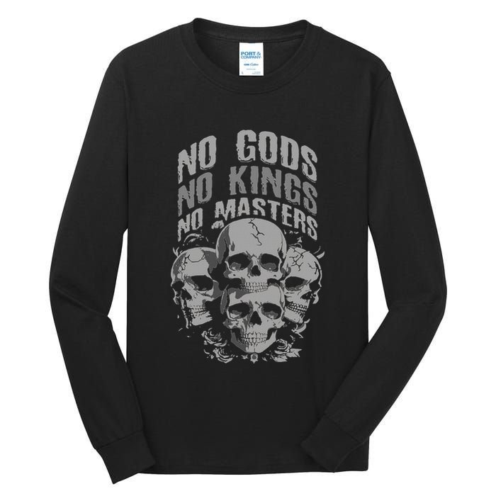 Funny Skull Design No Gods No Kings No Tall Long Sleeve T-Shirt