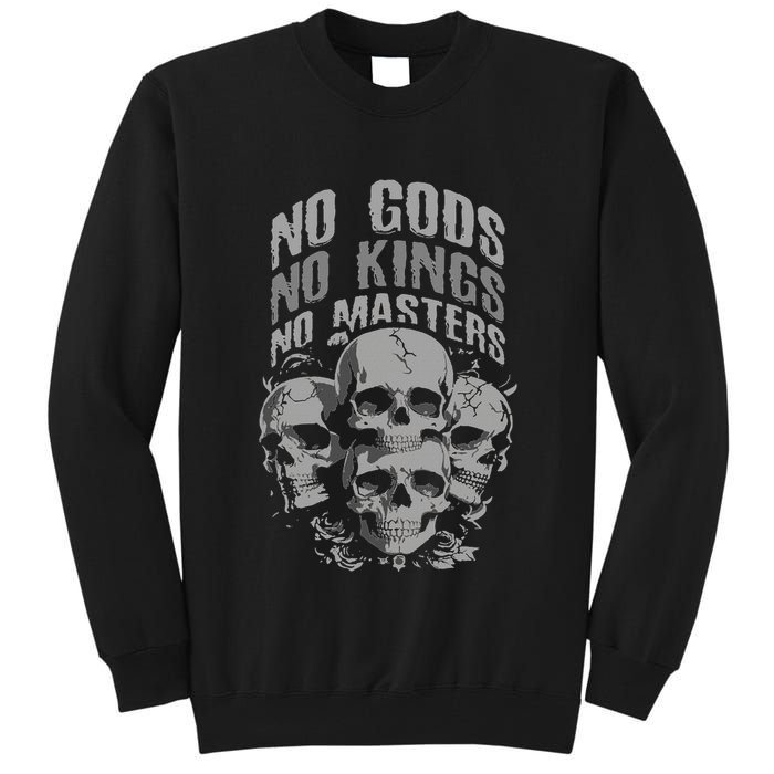 Funny Skull Design No Gods No Kings No Tall Sweatshirt