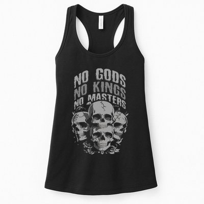 Funny Skull Design No Gods No Kings No Womens Tank Top
