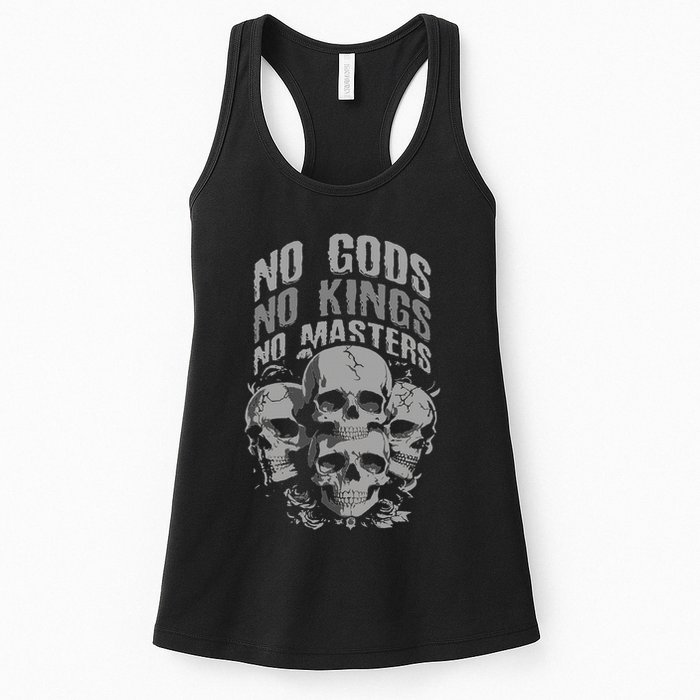 Funny Skull Design No Gods No Kings No Womens Tank Top