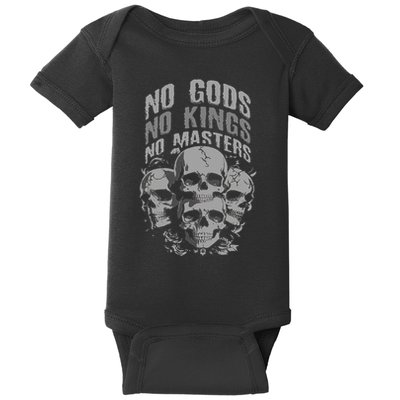 Funny Skull Design No Gods No Kings No Baby Bodysuit