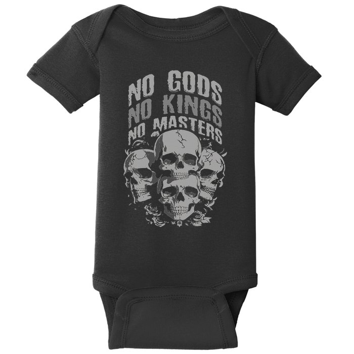 Funny Skull Design No Gods No Kings No Baby Bodysuit