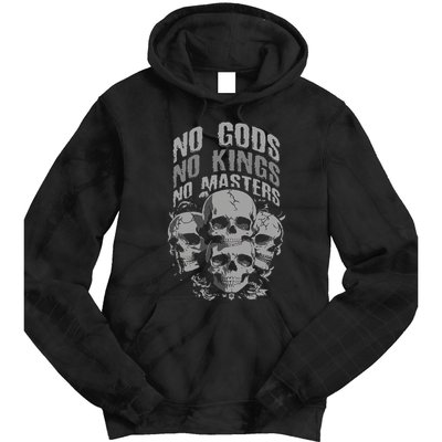 Funny Skull Design No Gods No Kings No Tie Dye Hoodie