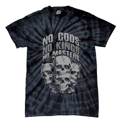 Funny Skull Design No Gods No Kings No Tie-Dye T-Shirt