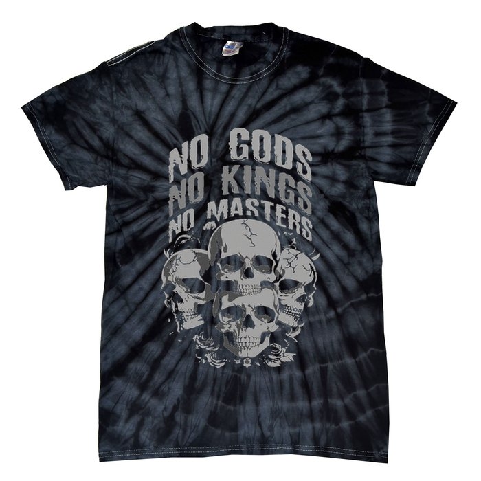 Funny Skull Design No Gods No Kings No Tie-Dye T-Shirt