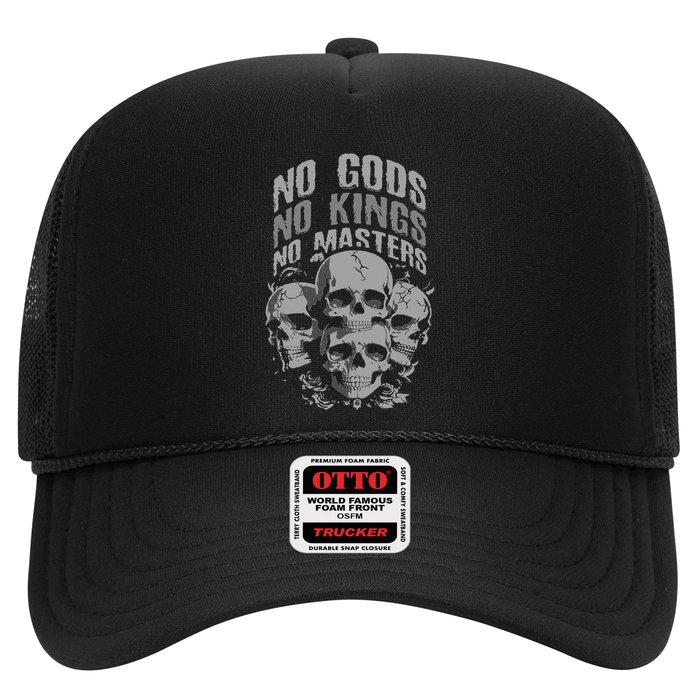 Funny Skull Design No Gods No Kings No Trucker Hat