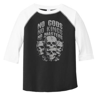 Funny Skull Design No Gods No Kings No Toddler Fine Jersey T-Shirt