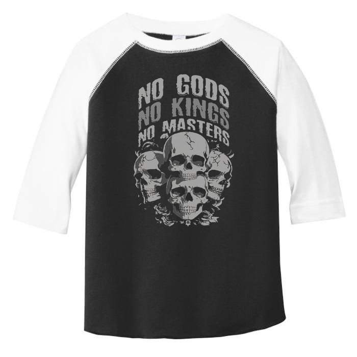Funny Skull Design No Gods No Kings No Toddler Fine Jersey T-Shirt