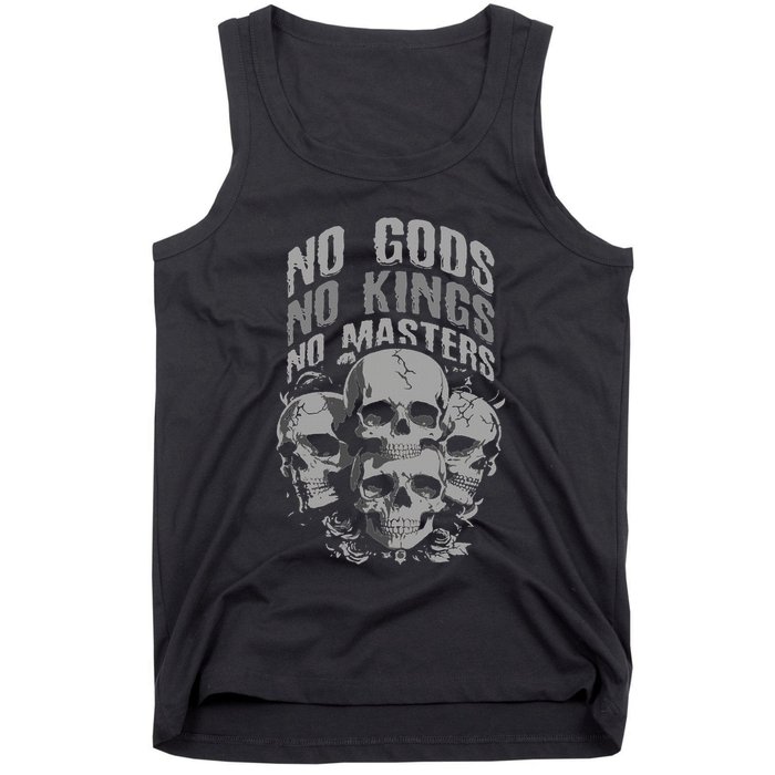 Funny Skull Design No Gods No Kings No Tank Top