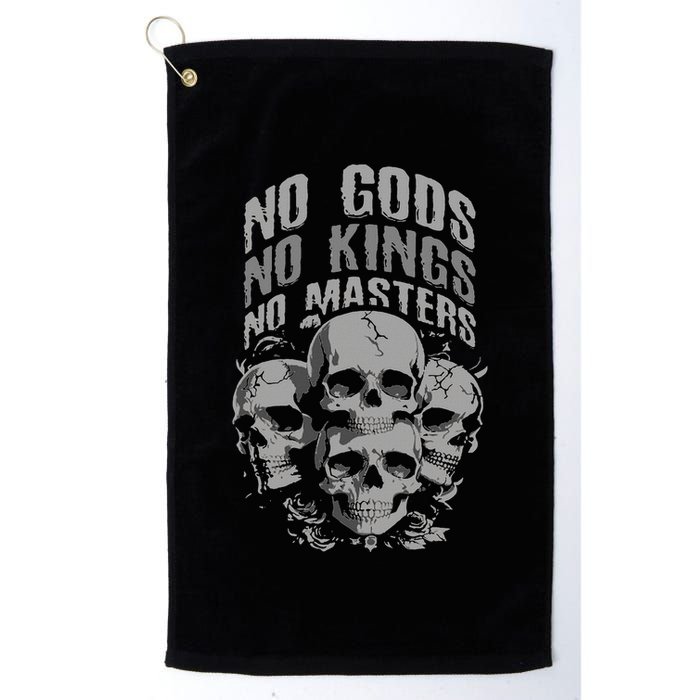Funny Skull Design No Gods No Kings No Golf Towel