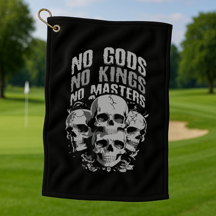 Funny Skull Design No Gods No Kings No Golf Towel