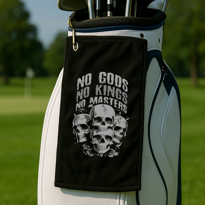 Funny Skull Design No Gods No Kings No Golf Towel