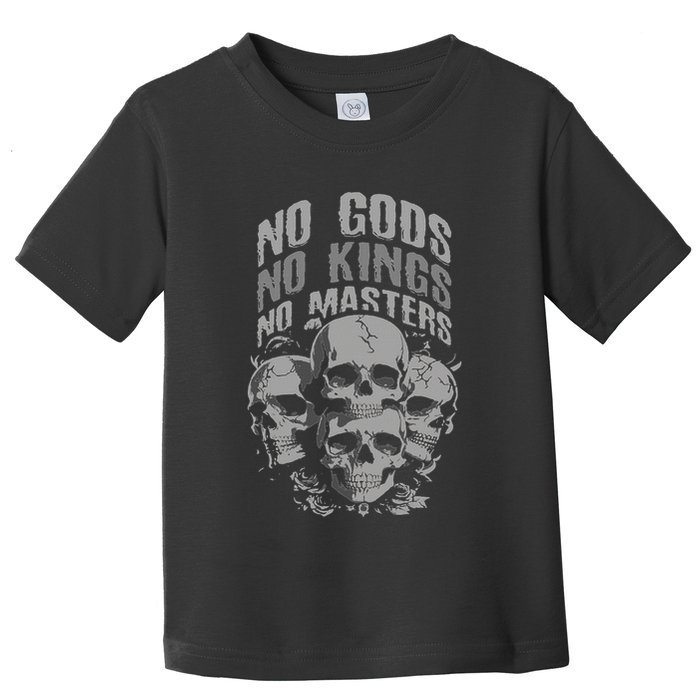Funny Skull Design No Gods No Kings No Toddler T-Shirt