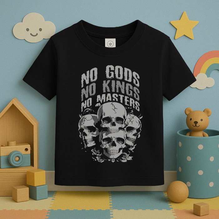 Funny Skull Design No Gods No Kings No Toddler T-Shirt