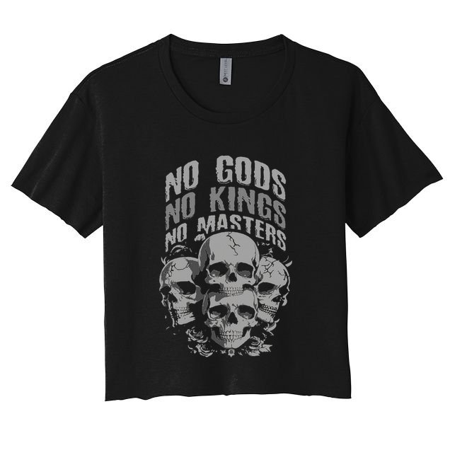 Funny Skull Design No Gods No Kings No Crop Top