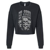 Funny Skull Design No Gods No Kings No Cropped Pullover Crew