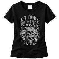 Funny Skull Design No Gods No Kings No Womens T-Shirt