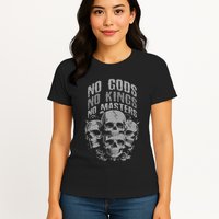 Funny Skull Design No Gods No Kings No Womens T-Shirt