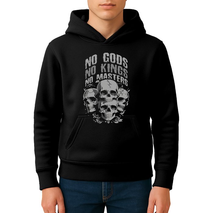 Funny Skull Design No Gods No Kings No Kids Hoodie