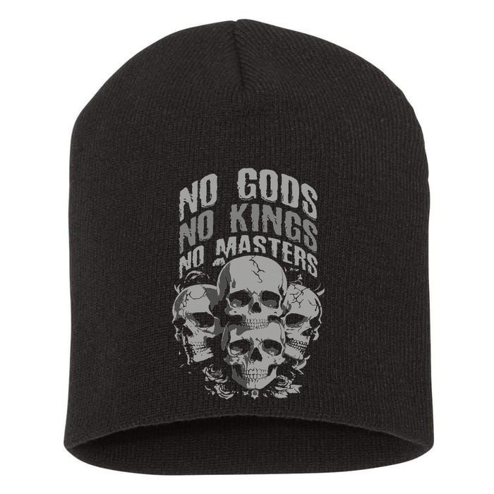 Funny Skull Design No Gods No Kings No Short Acrylic Beanie