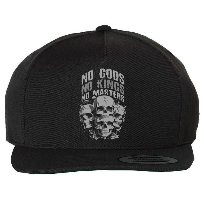 Funny Skull Design No Gods No Kings No Wool Snapback Cap