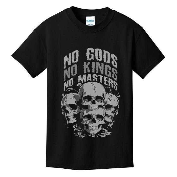 Funny Skull Design No Gods No Kings No Kids T-Shirt
